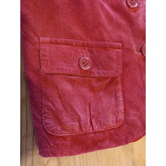 Vtg Liz Claiborne Women Petite S Red Suede Jacket Blazer Button Down Mock Collar - Picture 3 of 7